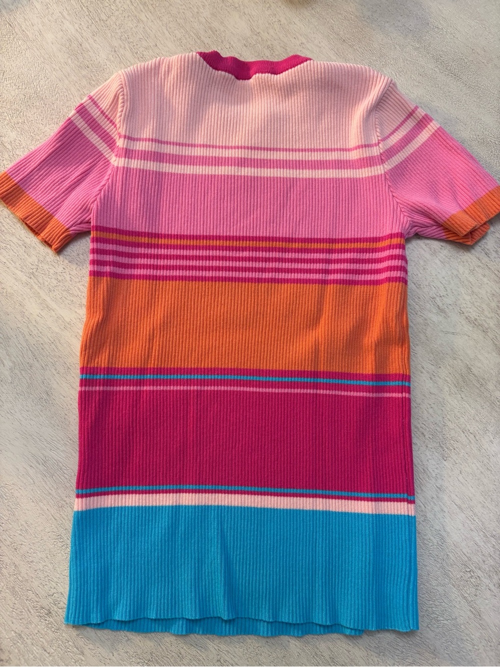 Women’s ' Striped Knit Dress in Pink, Orange & Blue - Picture 2 of 3